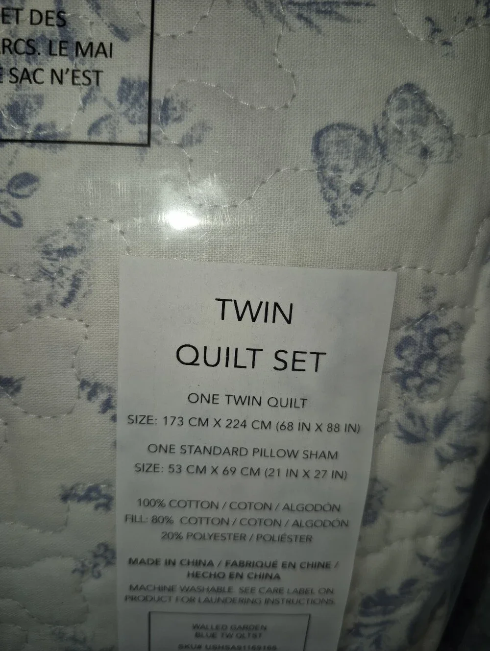 Laura Ashley Blue and White Floral Quilt Set Reversible